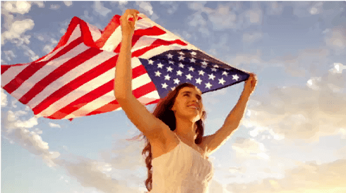 woman with american flag lipservice
